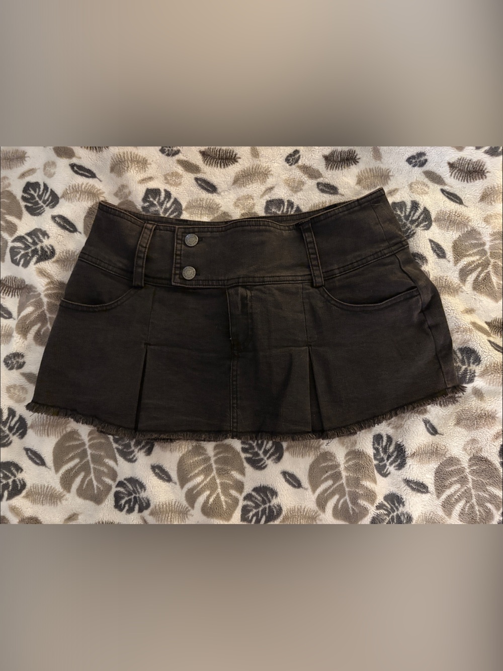 Urban Outfitters Black Denim Pleated Mini Skort